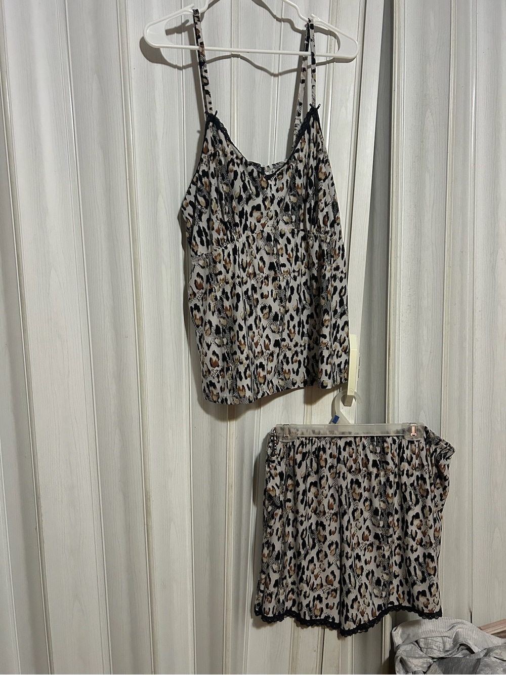Rene Rofe Leopard Print Cami & Shorts Set in Taupe and Black